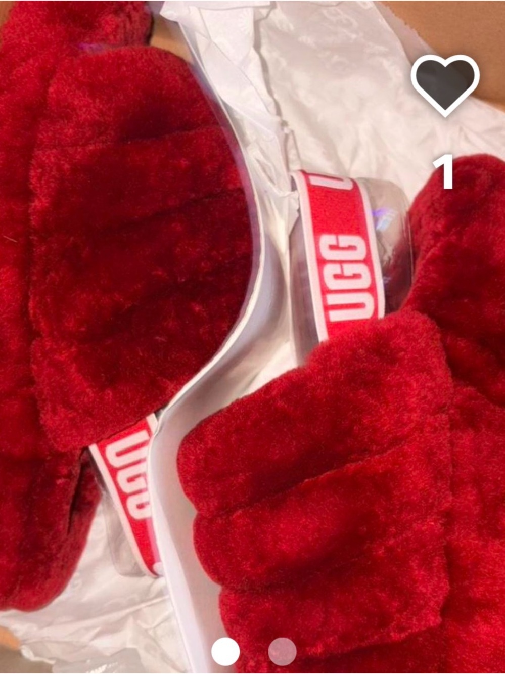 UGG Red Plush Shearling Slide Slippers